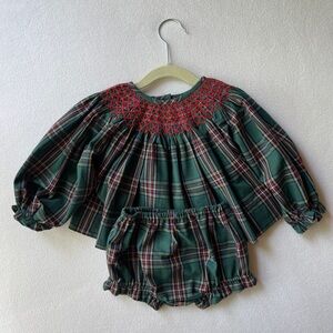 The Bella Bean Christmas Tartan Plaid Smocked Swing Set